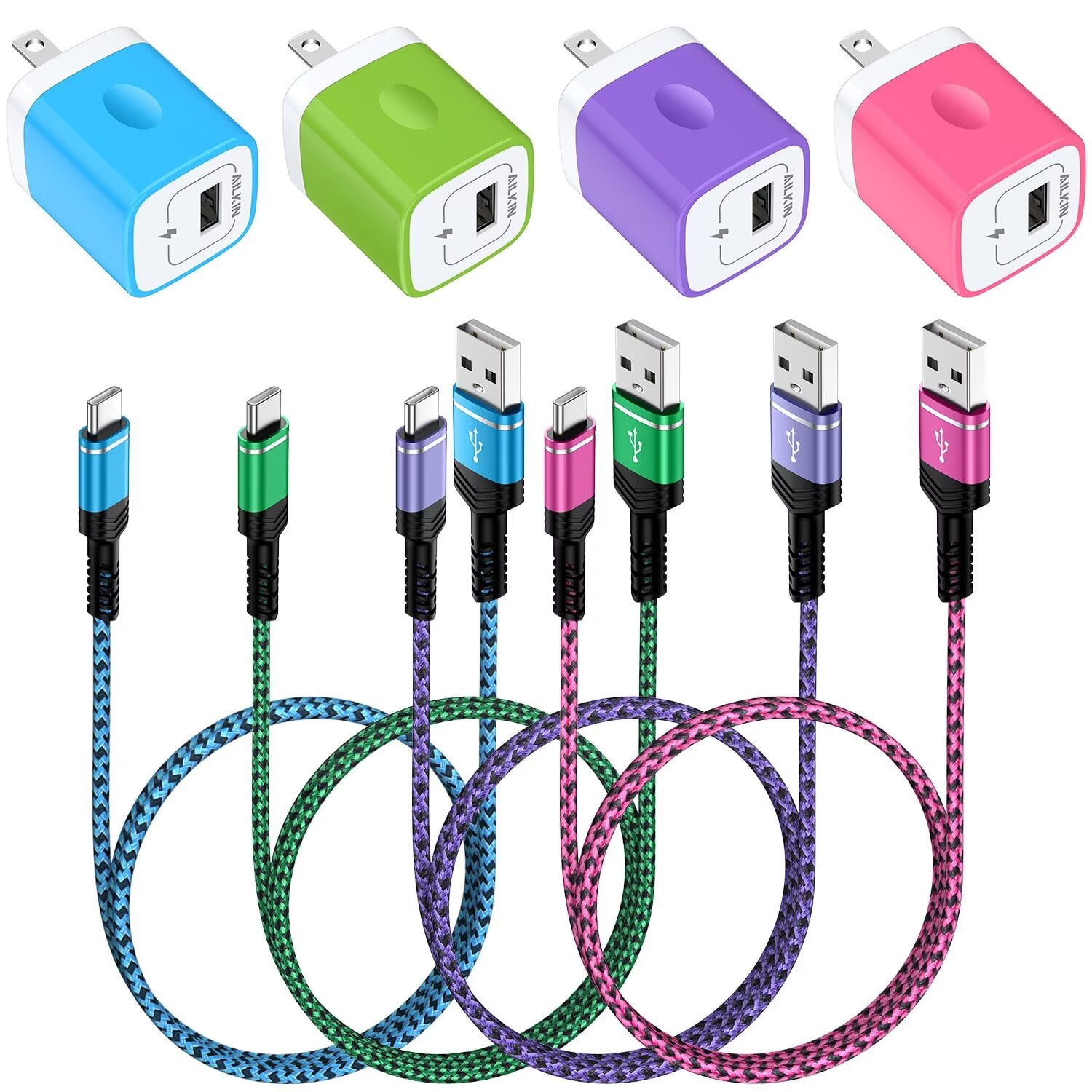 FiveBox 5-Pack 6FT USB-C Cables – Fast Charging & Data Sync, Braided, Compatible With Motorola, Samsung, Pixel