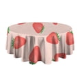 thumbnail image 5 of Strawberry Plants Fruit Light Pink Pattern Round Tablecloth 60"x60",Wrinkle Wipeable Table Cloth for Kitchen Dining Room Picnic Patio Party, 5 of 6