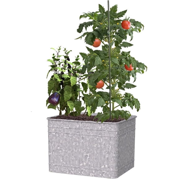 Panacea Vintage Galvanized Planter, Large Raised Garden, 22"W x 18"H