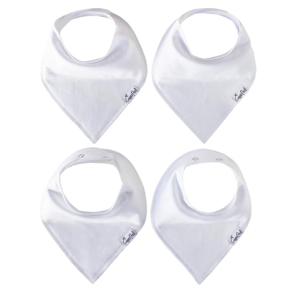 Baberos para Bebé Copper Pearl Paquete de 4 Algodón Suave Ajustables Blancos