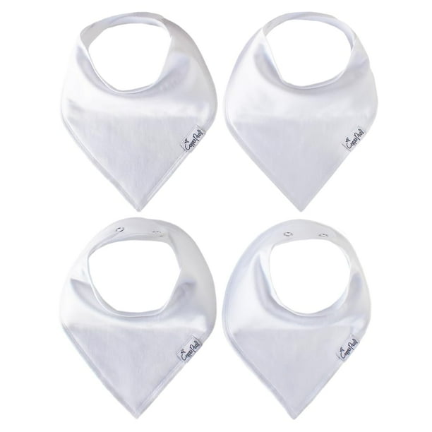 Baberos para Bebé Copper Pearl Paquete de 4 Algodón Suave Ajustables Blancos