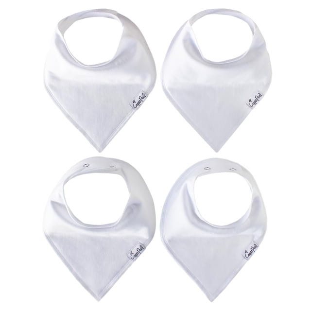 Baberos para Bebé Copper Pearl Paquete de 4 Algodón Suave Ajustables Blancos