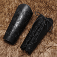 thumbnail image 2 of AlevRam 2-Pack Viking Bracers for Adults, Adjustable PU Faux Leather Medieval Arm Guards, Knight Gauntlet for Cosplay Costume, 2 of 6