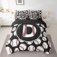 thumbnail image 3 of Homewish Baseball Initial Letter Twin Bedding Sets 7-Piece, Cartoon Monogrammed D Bedding Comforter Set, Kawaii Ball Print Reversible Sheet Sets, Lightweight Room Decor, 3 of 8