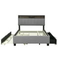 thumbnail image 4 of Full Size Platform Bed with Storage Headboard, Trundle & 2 Drawers, Upholstered Wood Bed Frame with Sockets & USB Ports for Bedroom Apartment, Gray, 4 of 7