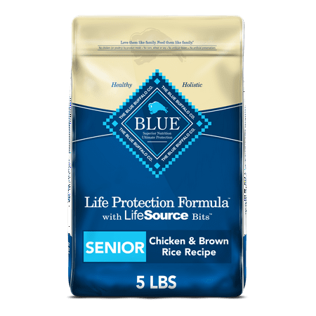 Blue Buffalo Life Protection Formula Chicken and Brown Rice Dry Dog Food for Senior Dogs, Whole Grain, 5 lb. Bag