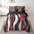 thumbnail image 3 of Manfei Red Black White 7pcs Bedding Comforter Set,Waves Lines Queen Bedding Sets,Minimalism Geometric Striped Queen Sheet Sets For Girls Boys,Super Cozy Room Decor Reversible, 3 of 9