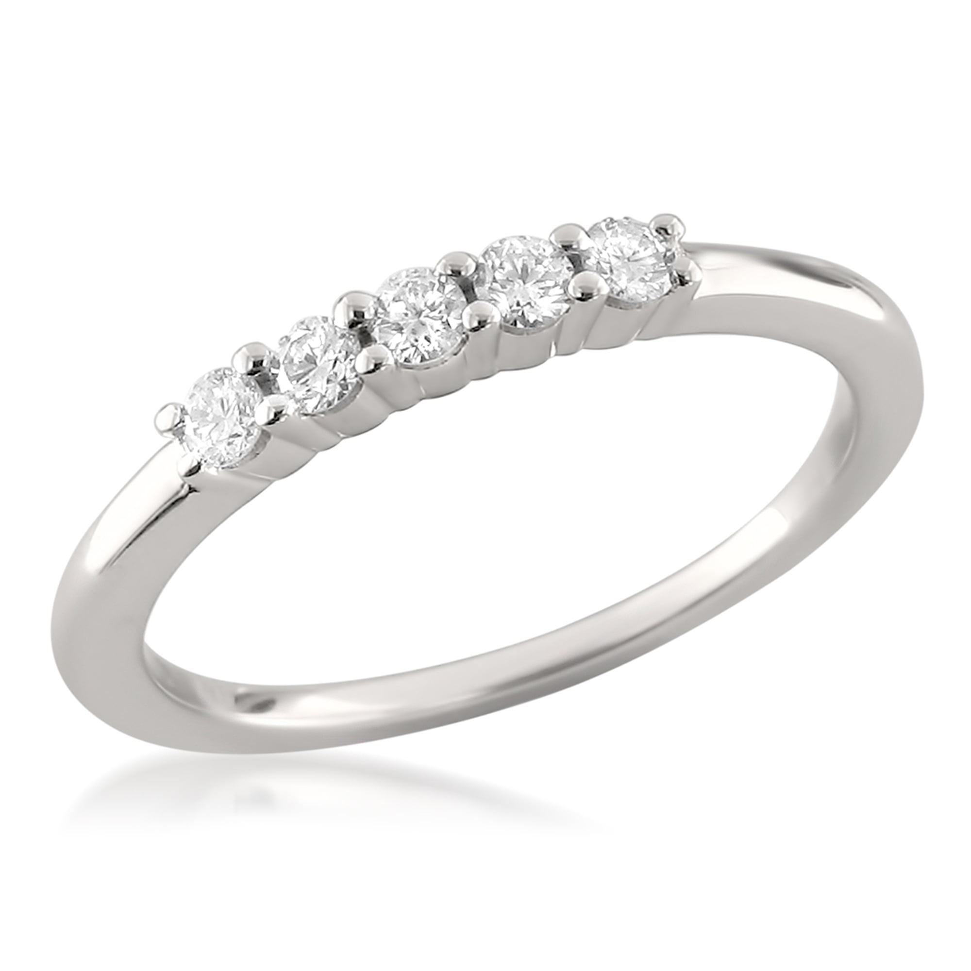 1/4 Carat T.W. Round Diam. 18k White Gold 5 Stone Bridal Wedding Band