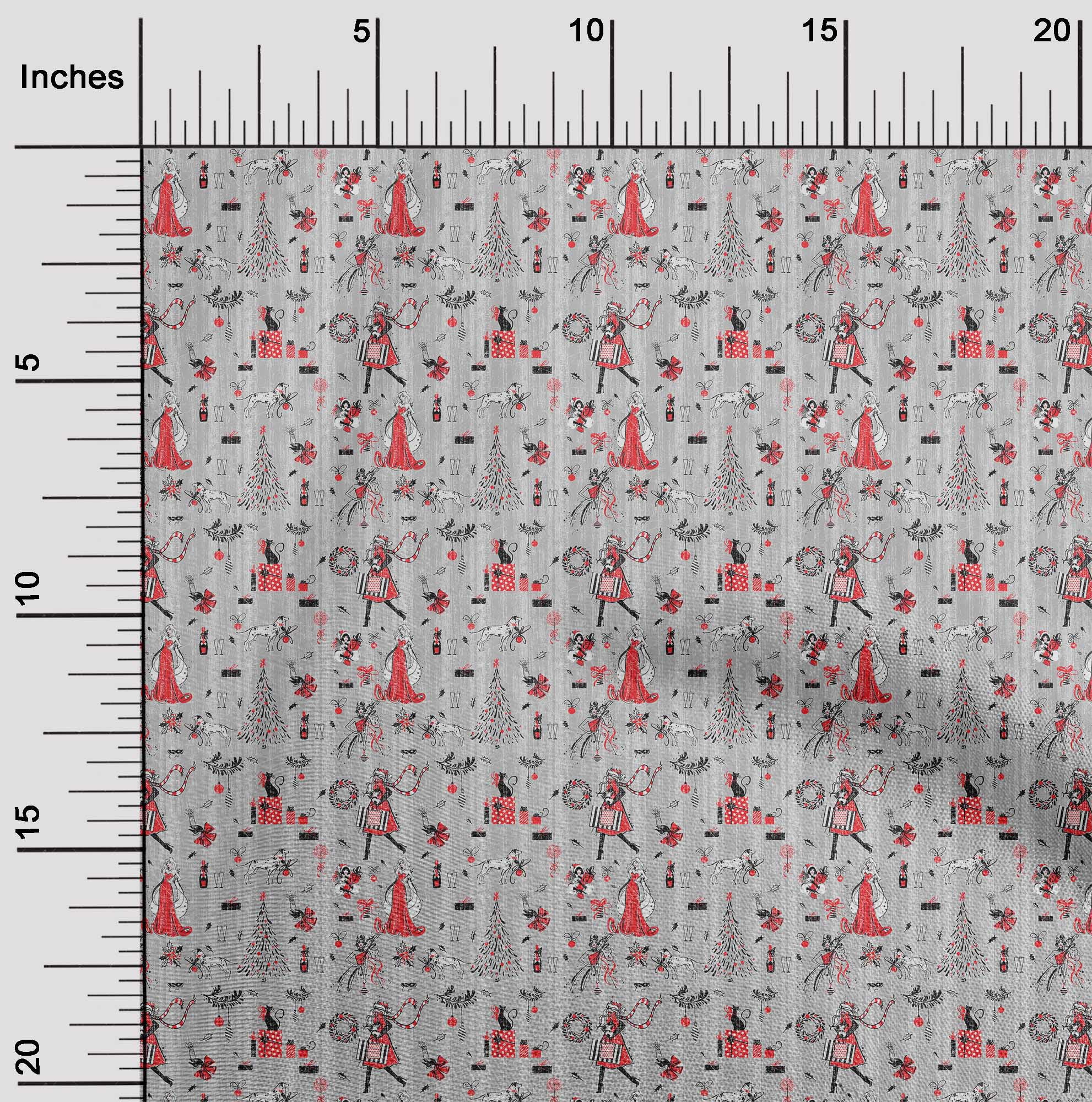 oneOone Cotton Jersey Gray Fabric Christmas Sewing Material Print Fabric By The Yard 58 Inch Wide