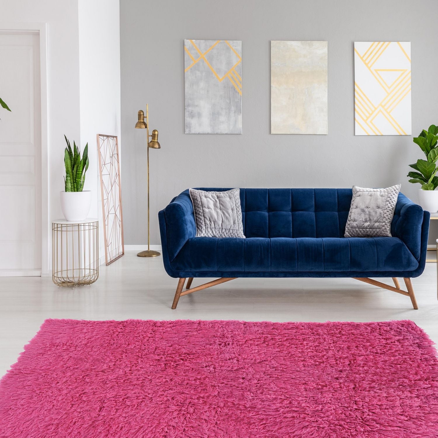 New Flokati 1400gr 8' x 10' Area Rug, Fuchsia