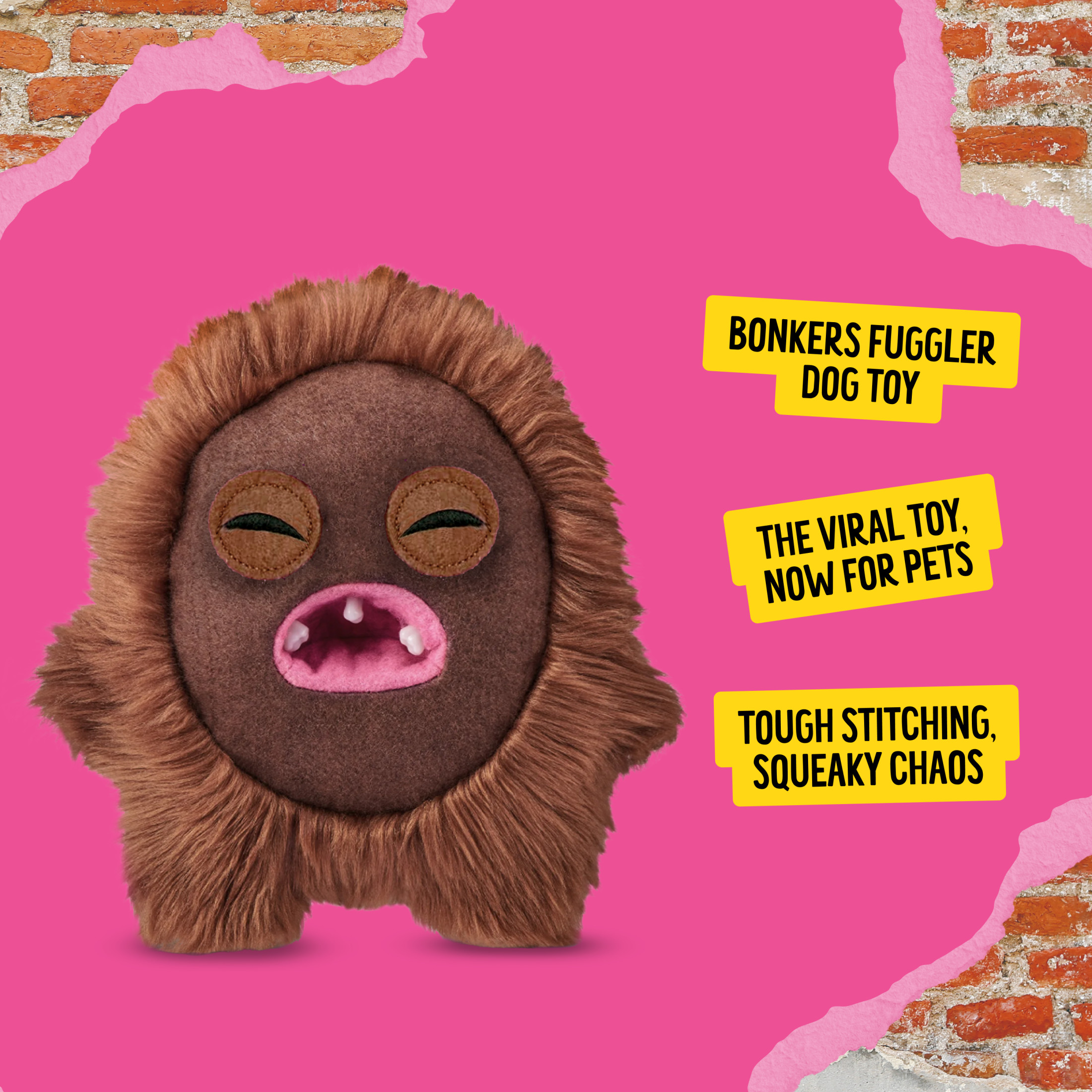 Bonkers Fuggler Hedge Grog Squeaky Plush Dog Toy, Brown photo 2