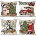 thumbnail image 2 of Set of 4 Christmas Cushion Covers, Linen Decorative Throw Pillow Covers Santa Claus Cushion Cover Decorative Pillow Case for Sofa Couch Bedroom Living, 2 of 5