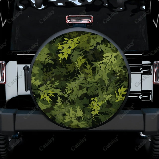 Realistic Forest uflage Pattern Polyester Universal Spare Wheel Tire Cover Wheel Covers for Trailer RV SUV Truck Camper