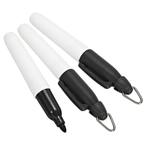 Uxcell Mini Permanent Markers, Golf Ball Markers Pens with Keychain Clip for Outdoor Activities, Black, 3 Pack