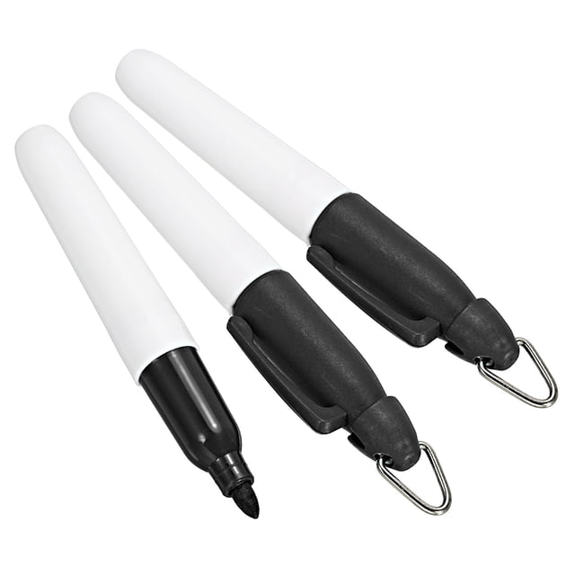 Marcadores permanentes mini Uxcell, bolígrafos marcadores de pelotas de golf con clip para llavero para actividades al aire libre, negro, paquete de 3