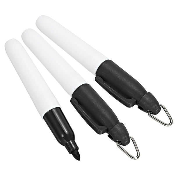Marcadores permanentes mini Uxcell, bolígrafos marcadores de pelotas de golf con clip para llavero para actividades al aire libre, negro, paquete de 3