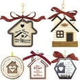 thumbnail image 5 of Pebbuoy Christmas Pendant Wooden House Shape Plaid Bowknot Decor Hanging Ornament 2-Ply Wooden Material Pendant with Lanyard Home Decoration, 5 of 7
