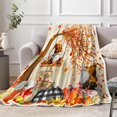 thumbnail image 2 of Fall Gnomes Throw Blanket, Autumn Maple Leaf Pumpkin Harvest Thanksgiving Fleece Flannel Blanket, Fabric Rustic Farmhouse Fall Soft Blanket for Bed Couch Sofa 50"X60"IN, 2 of 5