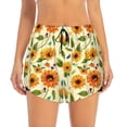 thumbnail image 2 of Xecao's Sunflowers And Butterflies for a double-layer running short for women, perfect for gym, tennis, and more, featuring a convenient pocket., 2 of 9