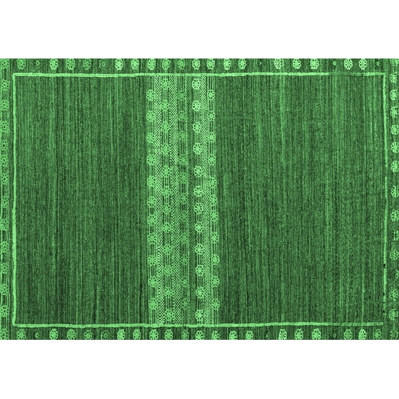 Ahgly Company Indoor Rectangle Abstract Emerald Green Modern Area Rugs, 8' x 10'