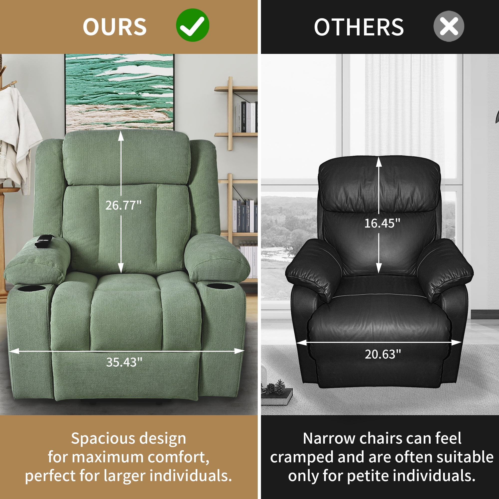 Electric Power Lift Recliner with 2 Cup Holders,Side Pockets,Remote Control