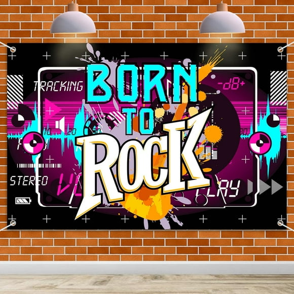 Rock On Celebration Backdrop - 6x4ft Banner for Epic Rock and Roll Birthday Parties, Perfect for Decorations and Creating Unforgettable Memories at Your Event