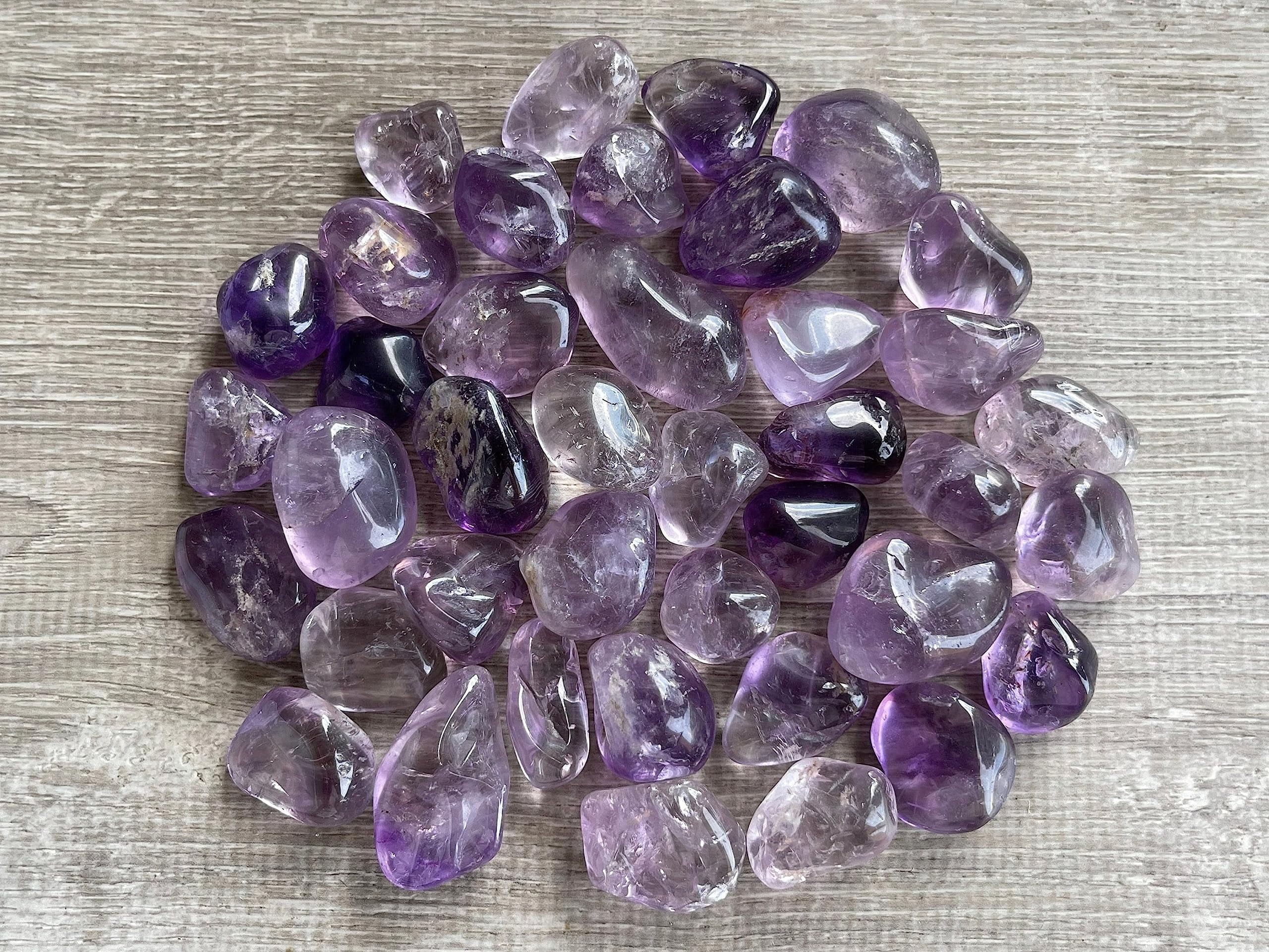 Amethyst Tumbled Stones, Polished Natural Amethyst Gemstone, Amethyst Healing Crystals (Amethyst, 0.5 Pound)