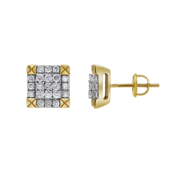 Diamond Trunk 14K Yellow Gold Diamond Stud Earrings - 0.75ct.