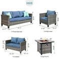thumbnail image 6 of Ovios 5 Steel Spacious Outdoor Conversation Sets with Sofa and Loveseat, Brown/Denim Blue, 6 of 7