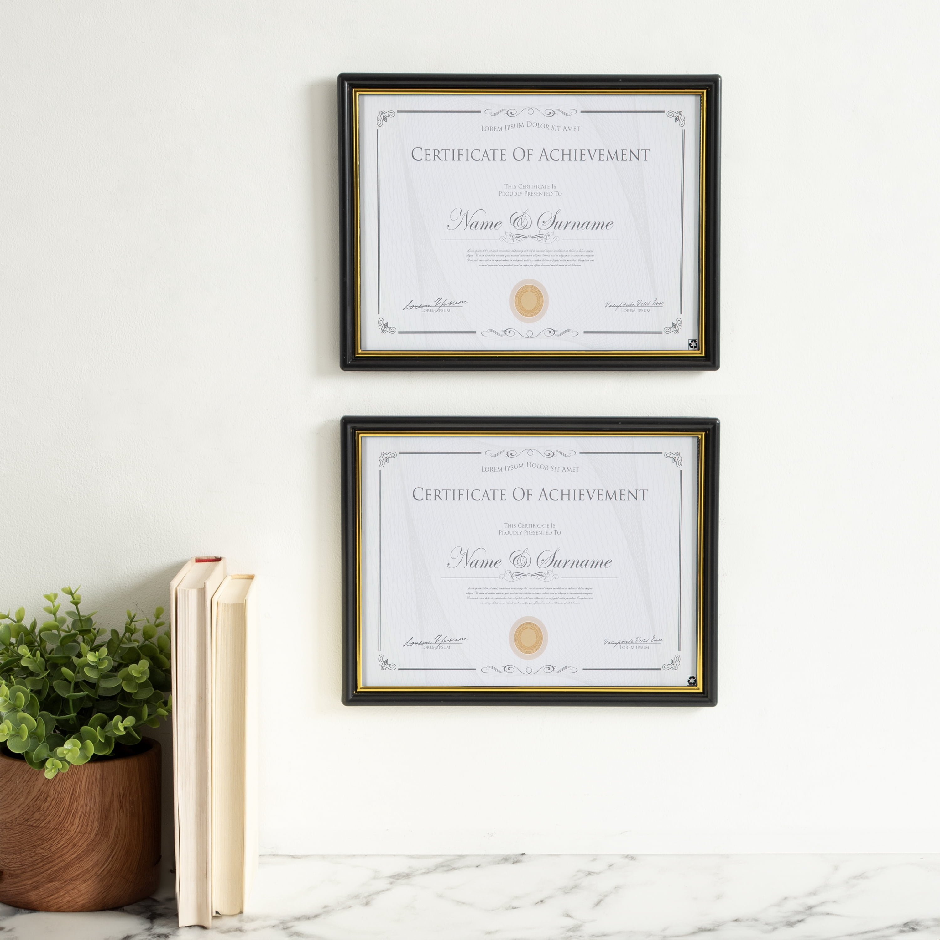 (5 pack) DesignOvation 8.5x11 Basic Black/Gold Document Frame, Set of 2