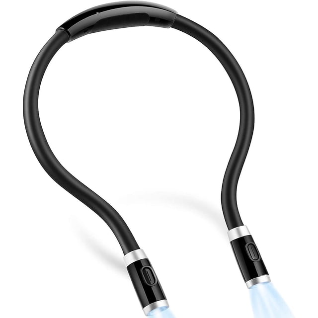 Luz de lectura de cuello recargable de 4 LED, luz de lectura de libros en la cama, 3 niveles de brillo, 2 brazos de silicona suave y suave, adecuada para ratones de biblioteca, man