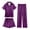 Purple, variant on Cethrio Girls' Pajama Sets, Short Sleeve Casual 3-piece Lapel Collar Girls' Sleepwear Beige Size 7-8