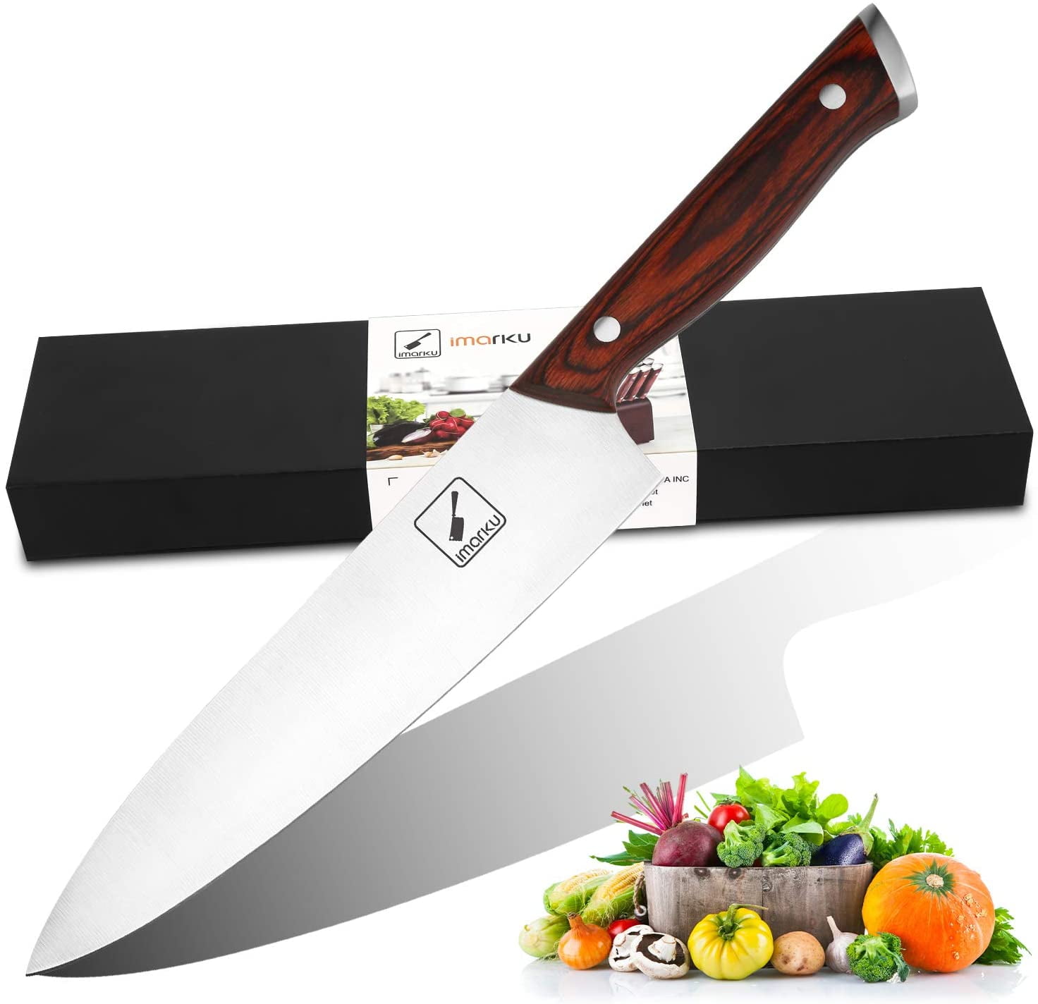 imarku Chef Knife 8inch, Full Tang Kitchen Knife, High Carbon