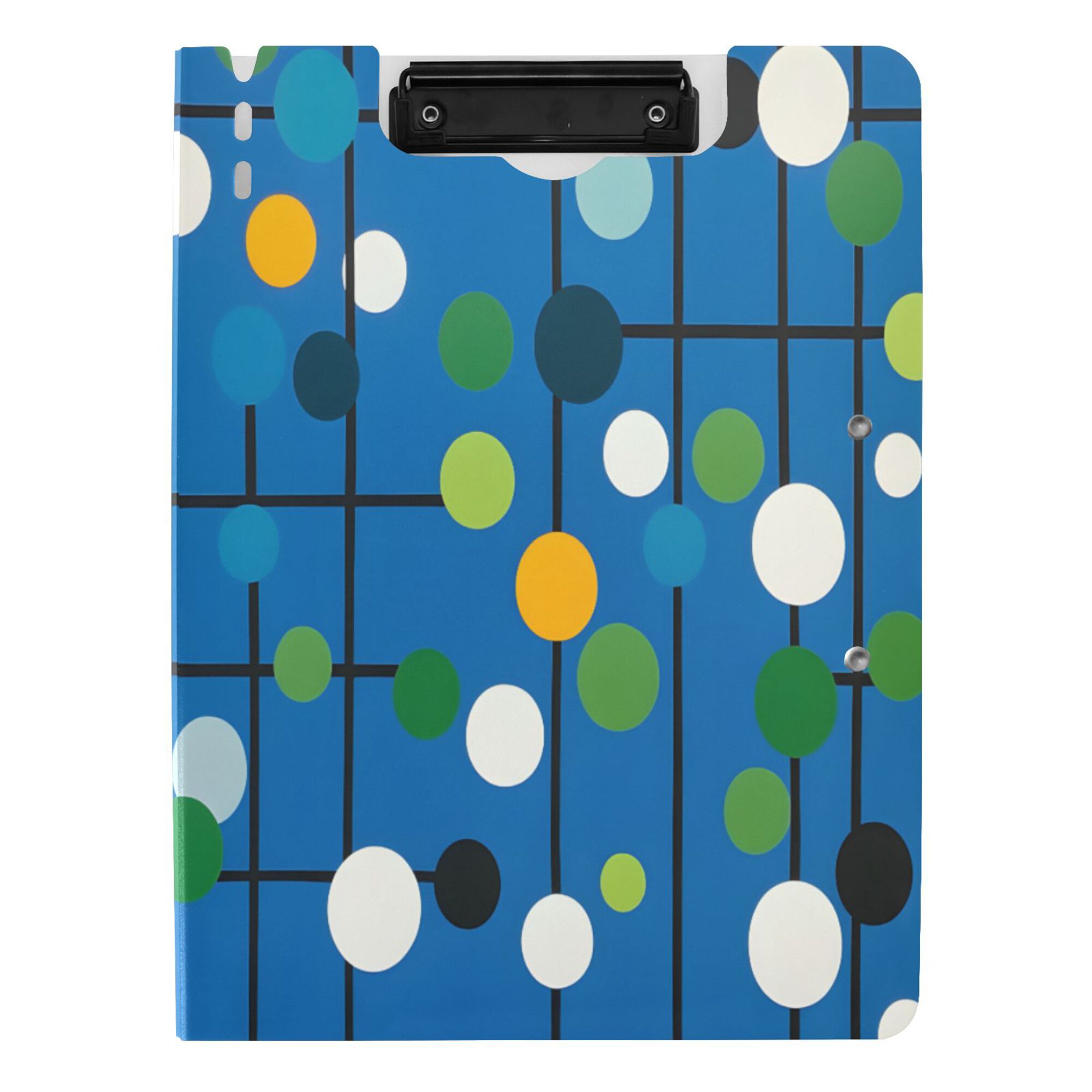 FORMRS A4 Clipboard Folder with Pen Holder Horizontal Foldable School Office Binder, Blue Abstract