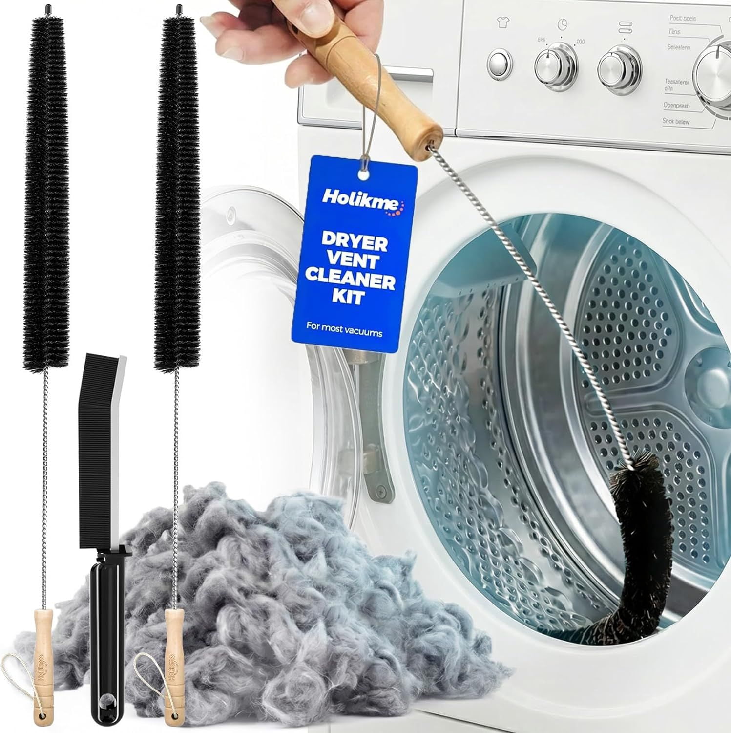 Dryer Vent Cleaner Kit, 3 Pieces Dryer Lint Brush- Household Supplies 304 Stainless Steel Cleaning Brush Home Essentials Crevice Brush for Lint Trap