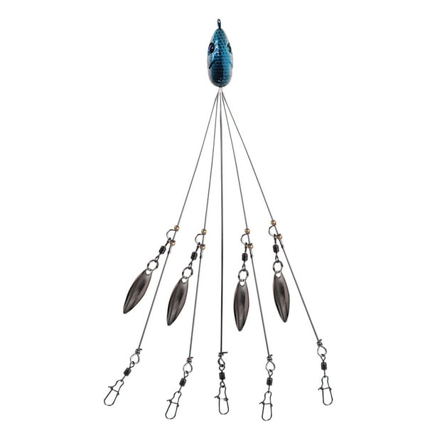 Xihbxyly Aparejo Tipo Paraguas de 5 Brazos, Brazos de Alambre Flexibles, Eslabones Giratorios para Facilitar La Fijación Del Señuelo, Simula Bancos de Peces Carnada, Pesca En Agua Salada y Trucha, 20