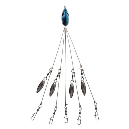 Alabama Umbrella Rigs Fishing Rigs Lure for Fishing Bass Bait Lure 5 Arms Umbrella A-Rig Swimbait with 4 Willow Leaf Blades for Trout Perch Walleye Freshwater/Saltwater Boat Trolling and More
