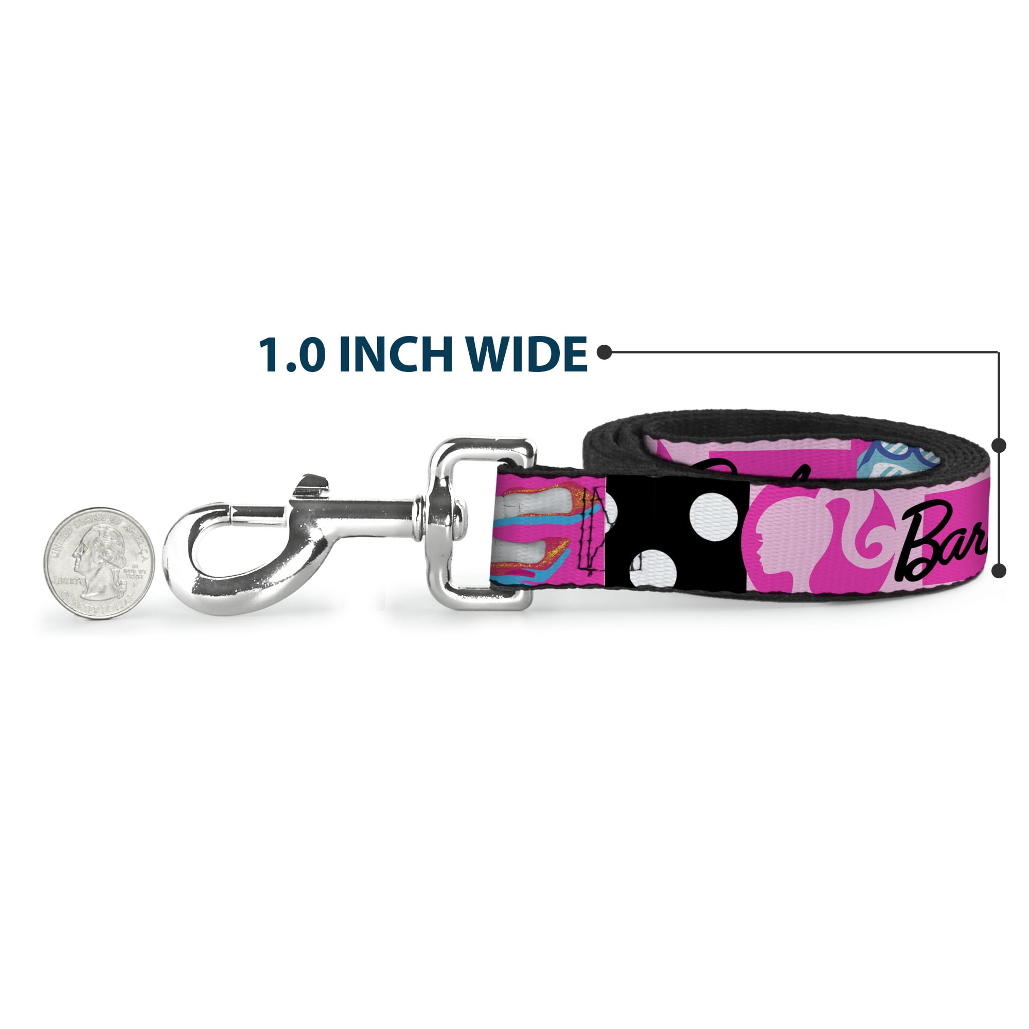Mattel Pet Leash, Dog Leash, Barbie Accessory Icons Collage Multi Color, 6 Feet Long 1.0 Inch Wide