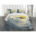 thumbnail image 3 of Ambesonne Ocean Quilted Bedspread Set 3 Pcs, Cloudy Tropical Island, Queen Size, Beige Yellow Navy, 3 of 5