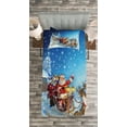 thumbnail image 3 of Ambesonne Christmas Quilted Bedspread Set 2 Pcs, Santa in Sleigh, Twin Size, Navy Blue, 3 of 6
