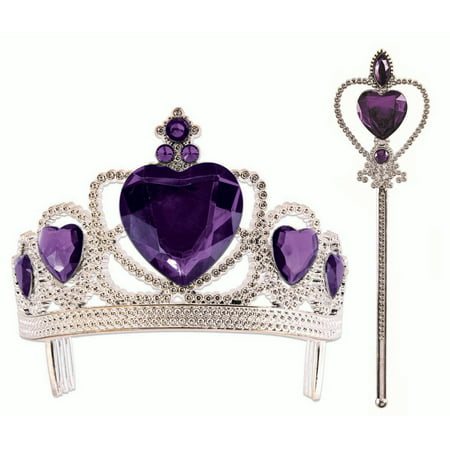 Girls Princess Heart Tiara Wand Set,One Size,Purple