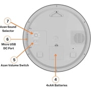 AlFajr CR-23 Madinah Themed Digital Wall Clock and Table Clock Automatic Athan Prayer Alarm Clocks and 5 Reciters – Stylish Gray/White Design