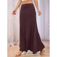 thumbnail image 2 of Women'S Casual Mid Long Skirts Stretchy Ultra-Soft Flowy Maxi Formal Skirts High Waist Lounge Skirts Wine Red L, 2 of 5