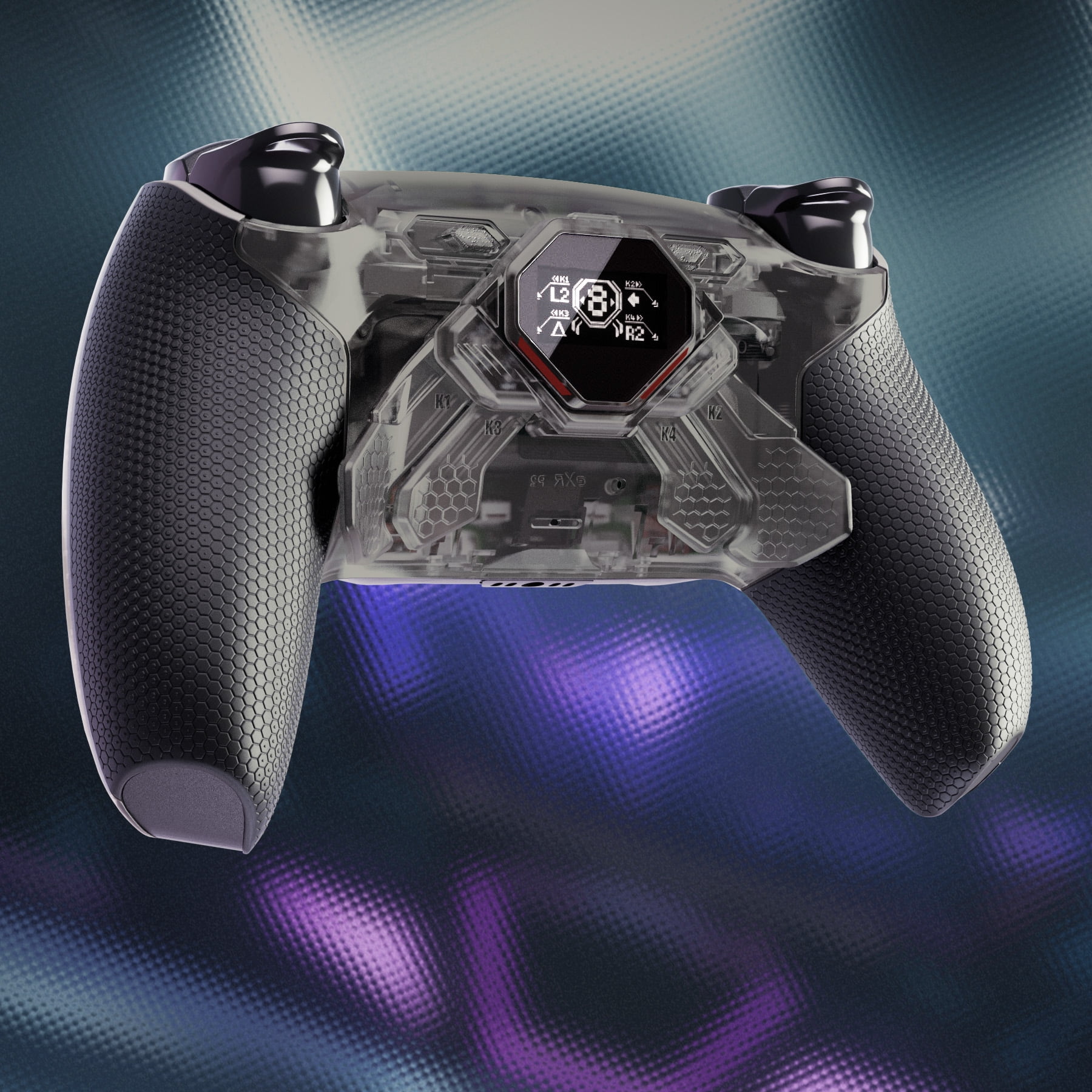 eXtremeRate SPARK Back Paddles Kit for PS5 Controller BDM-010 020 Models,Rubberized Grips Remappable 4 Back Buttons Set - Clear & Black