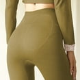 thumbnail image 5 of Htigea Thermal Underwear Women's Lace Splice V Neck Long Sleeve Tops and Slim Fit Bottoms Long Johns Solid Color Base Layer Sets Green Free Size, 5 of 7