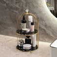 thumbnail image 1 of Estantes de hierro de dos niveles (paquete de 2) | Organizador de baño y escritorio para cosméticos y cuidado de la piel | Diseño de jaula con estantes con estampado de piedra | Negro o blanco, 1 of 6