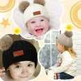 thumbnail image 6 of Toddler Double Pom Pom Beanie Baby Girl Winter hat Warm Soft Toddler Cap Cute Kids Knitted Beanie for Baby Boys, 6 of 7