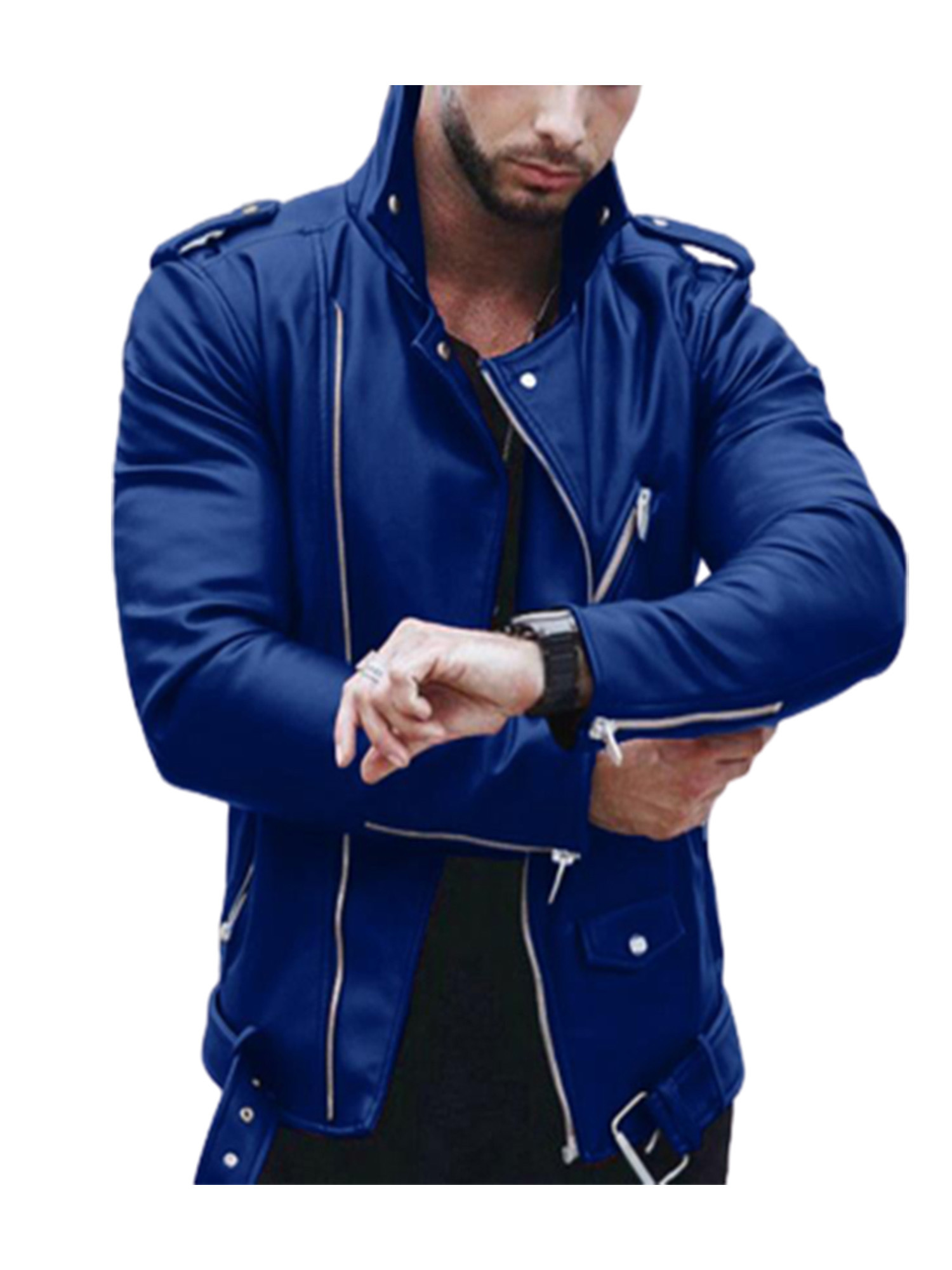 Biker Motorcycle Zipper Belt Coat 