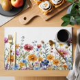 thumbnail image 2 of Spring Flower Placemats Set of 1, Watercolor Pink Yellow Floral Vine Leaf Plant Farmhouse Non-Slip Place Mats Washable Table Mats for Kitchen Dining Table Decorations Indoor/Outdoor, 2 of 9