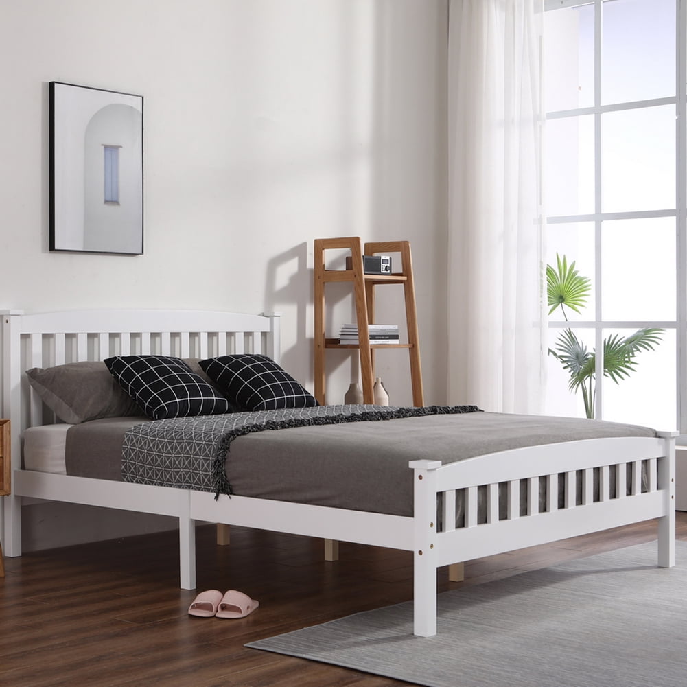 Kadyn Queen Platform Bed Frame, Modern Queen Size Bed Frame with Headboard, White Queen Size Bed for Bedroom Kadyn Queen Platform Bed Frame, Modern Queen Size Bed Frame with Headboard, White Queen Size Bed for Bedroom